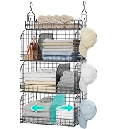 HapiRm Hanging Closet Organizer Storage - 4 Tier Metal Stackable Hanging Closet Shelves with Divi...