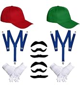 Haakong Red and Green Costume Set for Adult Hats Dress Gloves Fake Mustaches Accessories for Hall...