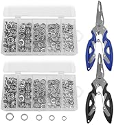 lyfLux 400 PCS High Strength Heavy Stainless Steel 30lb to 95lb Split Ring Lure Connector and 2 P...