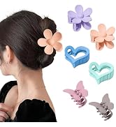 Ufgin 6 Pcs Flower Hair Claw Clips for Women- Matte Butterfly Hair Jaw Clips Nonslip Heart Hair C...