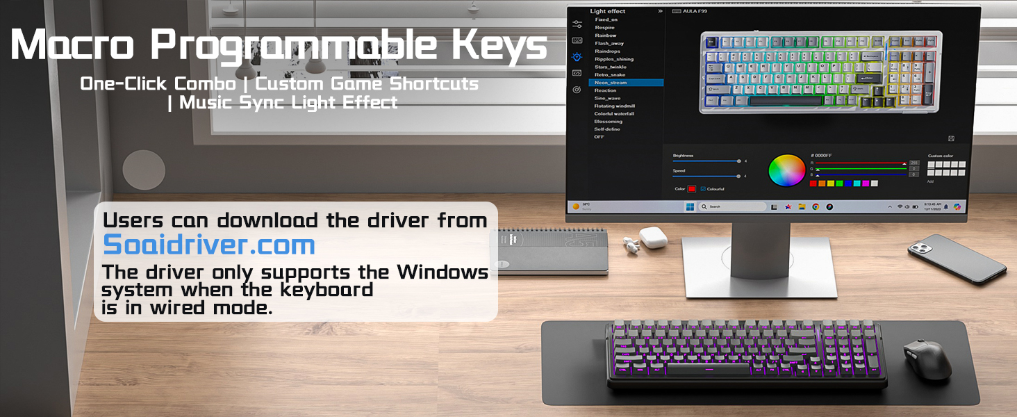 wireless mechanical keyboard for work gaming rechargeable