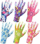 Nimalpal 6 Pairs Gardening Gloves for Women - Breathable Rubber Coated Garden Gloves, Multi-purpo...