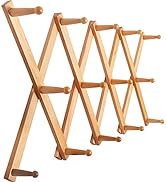 SKOLOO Accordion Wall Hanger, Modern Expandable Coat Rack Wall Mounted, Solid Wooden Wall Hat Rac...