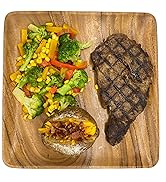 WRIGHTMART Wooden Dinner Plate, Set of 4, 10” Square Acacia Plates, Rustic, Durable, Unbreakable ...