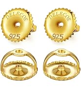 DELECOE 2 Pairs 14K Gold Screw On Earring Backs for Diamond Studs 925 Stering Silver Hypoallergen...