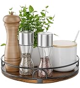 LAMU 9'' Lazy Susan Organizer for Table Top,Wooden Lazy Susan Turntable for Kitchen,Cabinet,Pantr...
