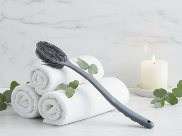 Avilana long handle silicone body scrubber back brush extended reach mobility