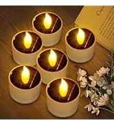 VOOKRY 6 Pcs Solar Tea Lights Outdoor - Flickering Solar Candle Lights Flameless Dusk to Dawn Lig...
