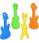 Meartchy 4 Pack Baby Teething Toys, Cartoon Guitar Teether Toys for Baby Infants, Silicone Chew T...