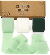 Chiffon Ribbon, 1.5in x 3 Rolls Total 24yd Handmade Chiffon Silk Ribbons Fringe & 15 Cards for Gi...