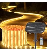 DBFAIRY Outdoor Solar Strip Lights 66Ft, 640 LED Solar Strip Lights Dimmable with Remote & Strong...