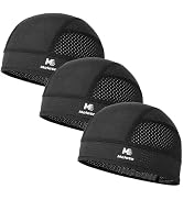 MELASA 3Pcs Breathable Mesh Skull Cap for Men Women, Cooling Helmet Liner, Lightweight Quick-Dry ...
