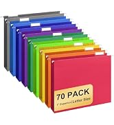 Hanging File Folders, 70 Pack Letter Size Hanging File folders with 1/5-cut Tabs, Stay Organized ...