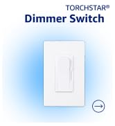 TORCHSTAR Dimmer Switch for Dimmable LED, Halogen and Incandescent Bulbs, 200W/Single-Pole or 3-W...