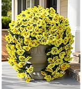 HyeFlora Artificial Flowers for Outdoors, 2pcs Faux Silk Pansies Flowers UV Resistant Fake Hangin...