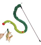 Conlun Cat Wand Toy - Interactive Teaser Wand with Plush Worm & Bell, Flexible Catcher Stick for ...