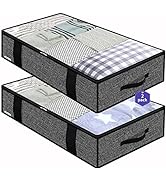 Onlyeasy Foldable Underbed Bags - 2 Pack Blankets Clothes Comforters Storage Bag Breathable Zippe...