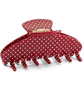 Large Acetate 4 Inch Hair Claw Clip for Women, Red Polka Dots Claw Clips & Jaw Clips for Thin or ...