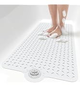 OTHWAY Bath Mat for Tub Non Slip: 39" X 17" Long Bathtub Mat with Hair Catcher¦Big Drain Holes Sh...