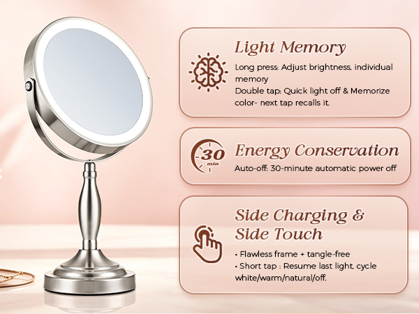 magnifying mirror with light