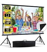 Projector Screen with Stand, XINLEMY 150'' Indoor Upgraded Wall-mounted Projector Screen Portable...