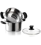ZENFUN 1.8 Quart Stainless Steel Steamer Pot with Basket, Stock Pot with Glass Lid, Mini Steaming...