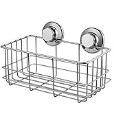 SANNO Suction Cup Shower Caddy Bath Wall Shelf, Deep Bathroom Basket Large Shower Caddy Bath Orga...