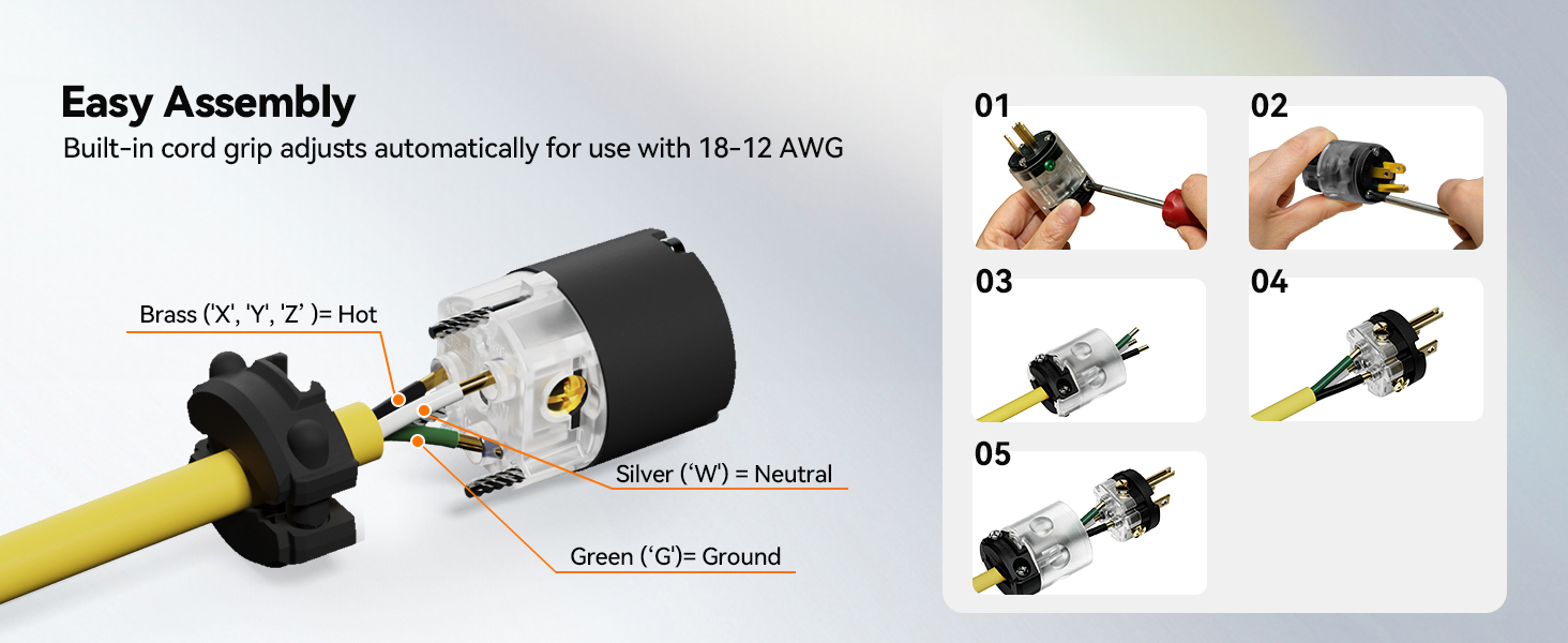 plug and connector 15amp 2pole wire grounding