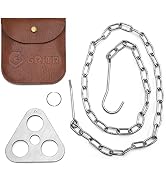 GRITR Camping Tripod Grill Board Set and Collapsible Fire Blower Pipe - Compact Portable Rustproo...