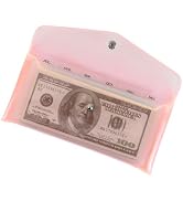 XiowDow Orange Cash Envelope Wallet Budgeting System PVC Cash Stuffing Wallet Reusable Envelopes ...