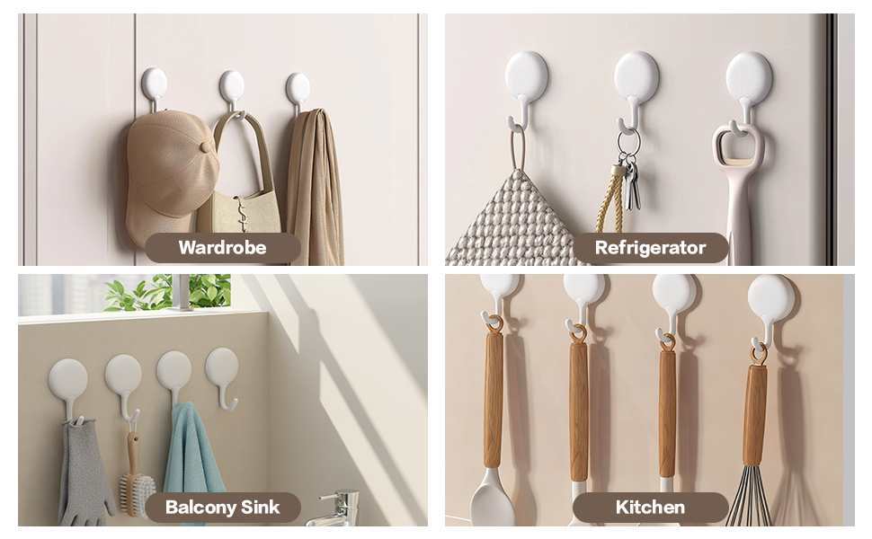 Self-Adhesive Hooks No Drill Wall Mounted Durable Sticky Hooks