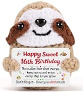 MBL Sweet 16 Birthday Gifts - 16th Sixteen Year Old Gifts for Girls Boys, Cute Crochet Sloth Happ...
