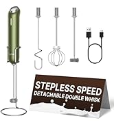 InstaWhisk Milk Frother with Variable Speed, Rechargeable Coffee Frother Wand with Detachable Dou...