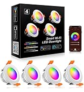 YGS-Tech Smart 2 Inch LED Recessed Lighting RGB WiFi Downlight, 5W Compatible with Alexa and Goog...