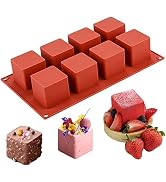 JOERSH Cube Cake Silicone Mold | 2" x 2" x 2" 3D Square Mousse Cake Baking Mold, French Dessert M...