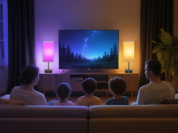 Bluetooth/WiFi RGB & USB Bedside Table Lamp