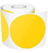 Meitaat 4 Inches Yellow Circle Stickers Roll 300 PCS, Self-Adhesive Large Round Color Coding Labe...
