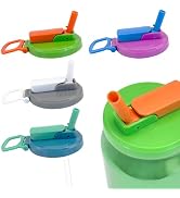 Pesilo 4 Pack Soda Can Lids with Straws, Reusable Silicone Straws Soda Can Covers Fit Standard Ca...