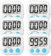 6 Pack Digital Kitchen Timer Small Classroom Timers for Kids Teachers (White)