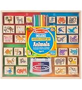 Melissa & Doug Deluxe Wooden Stamp Set: Animals - 30 Stamps, 6 Markers, 2 Stamp Pads Kids Art Pro...