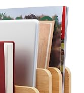 Deefielly Desk File Mail Organizer Countertop, 5 Slots Bamboo Folder Sorter Organizer Holder for ...