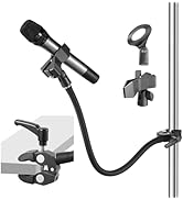 Gooseneck Microphone Stand, Flexible Microphone Holder with 2 Universal Mic Clip, Mic Stand Desk ...