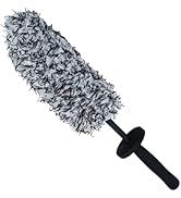 ?????????? Soft Wheel Cleaning Brush, Metal-Free Wheel Mop Safe for Car Rims, 16.5" (Flat/Black)
