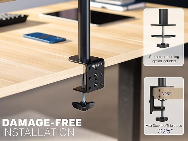 dual ultrawide monitor mount telescoping arms flush wall desk stand vesa 75 100 clamp grommet