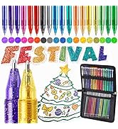 ZSCM Glitter Gel pens, 36 Pack Metallic Sparkle Coloring Pen Art Markers with Case, 18 Colored Pe...