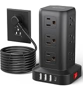 AnnTane Surge Protector Power Strip 10 FT Cord, Power Strip Tower with 4 USB Ports (1USB C), Exte...