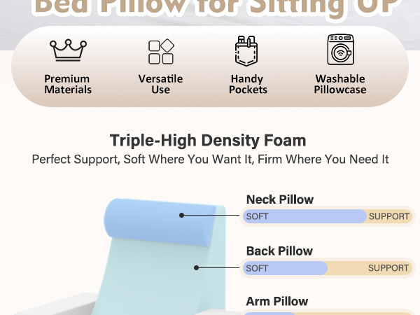 Reading Pillow for bed pillow sitting up for watching TV