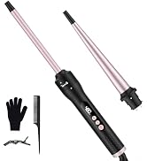 2-in-1 Curling Wand Set, 1/2 Inch Curling Iron with Interchangeable 0.5–1 Inch Ceramic Tapered Cu...