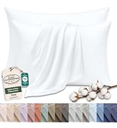 Royale Linens 100% Cotton Pillow Cases Queen Size Set of 2 - Percale Pillowcase - White Pillow Ca...