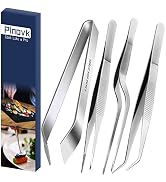 Tongs Tweezers, 4-Piece Set 6.3 inches Stainless Steel Tongs Tweezer with Chef Cooking Utensils/P...